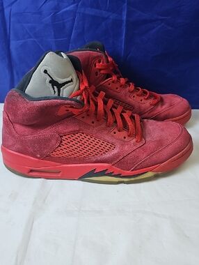 Jordan Men's Red Suede High-Top Sneakers with Black Jumpman Men's Size 12